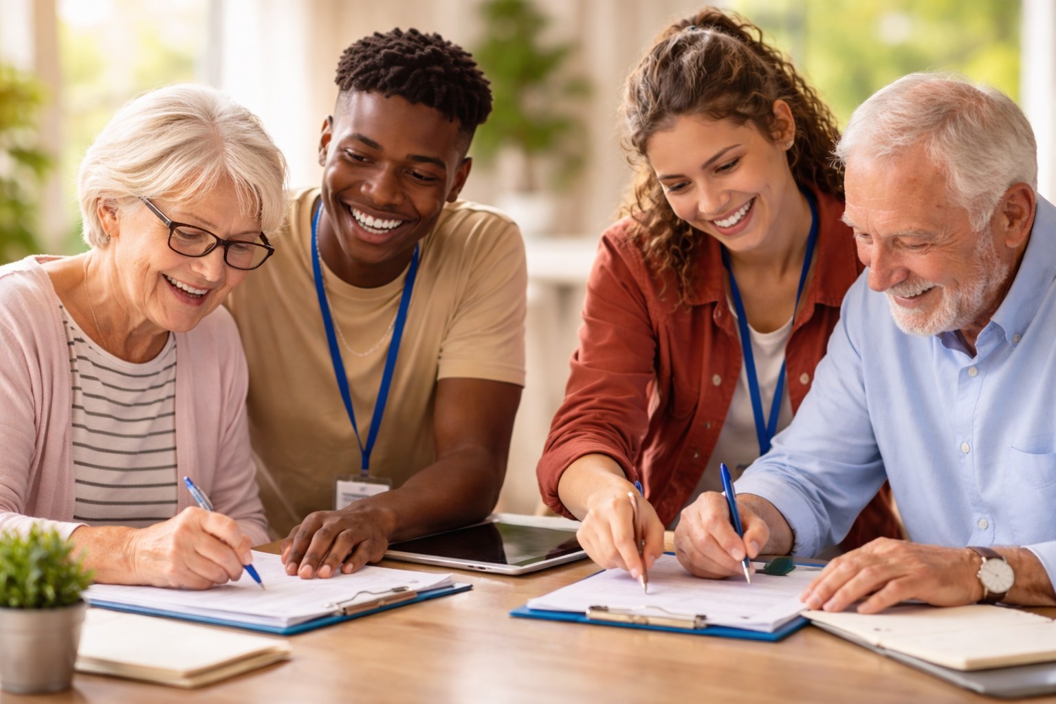 Warm one-on-one support conversation.